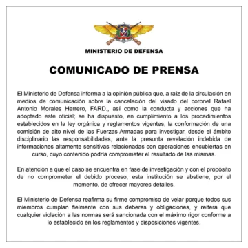 Ministerio de Defensa crea comisión de generales para investigar a coronel que denunció corrupción en la DNCD, DNI y PRG