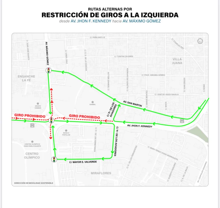 Restricción de giros a la izquierda iniciará este domingo su cuarta fase Restricción de giros a la izquierda iniciará este domingo su cuarta fase