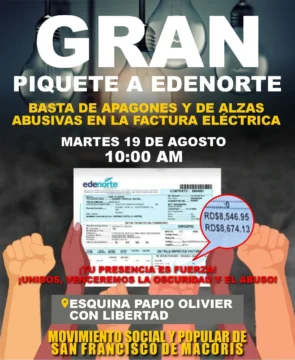 Protestarán contra Edenorte en San Francisco de Macorís por los prolongados apagones