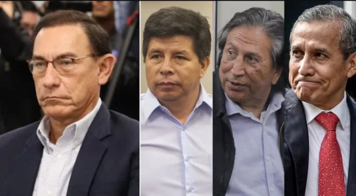Perú, con cuatro expresidentes encarcelados a la vez: Toledo, Humala, Castillo y Vizcarra