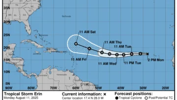 Se forma Tormenta Erin; podría alcanzar categoría 3