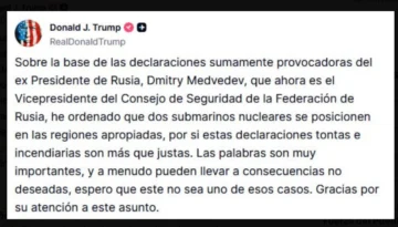 Trump despliega dos submarinos nucleares ante 'provocadoras declaraciones' rusas