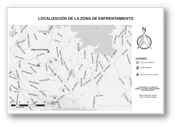  Lugares situados en Cevicos, Monte Plata y Villa Mella en que se escenificaron diferentes acciones armadas entre los ejércitos español y restaurador (Tomado del libro La Geografía y su impacto sobre la Guerra Restauradora en el Frente Este, de Miguel Ángel Díaz y Álvaro Caamaño, p. 150).