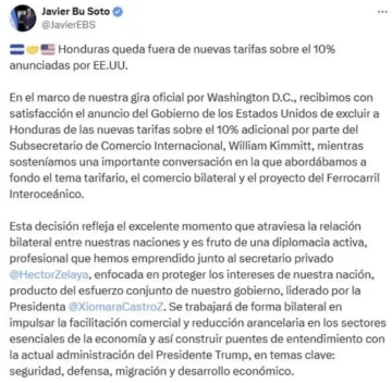 Honduras queda exenta del arancel mínimo global del 10% anunciado por Trump