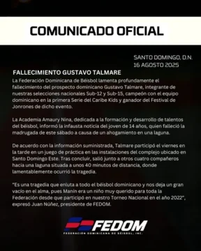 Policía investiga muerte de joven prospecto del béisbol dominicano