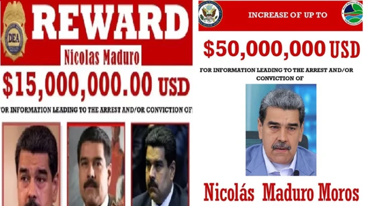 EEUU sube a US$ 50 millones recompensa por captura de Maduro