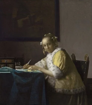J.-Vermeer-de-Delft-La-dama-en-amarillo-escribiendo-1665 J.-Vermeer-de-Delft-La-dama-en-amarillo-escribiendo-1665