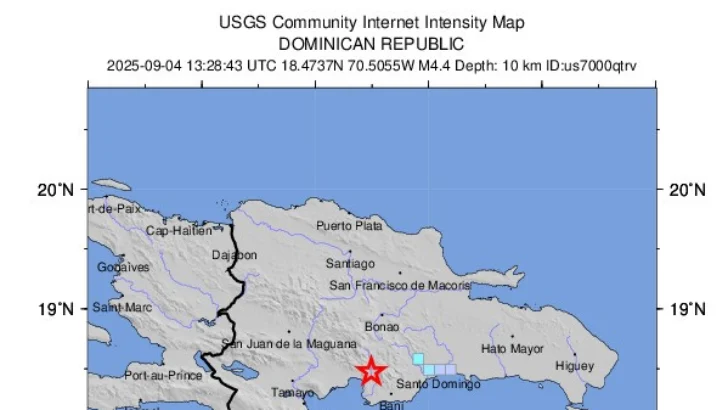 Se registra temblor de 4.4 en San José de Ocoa