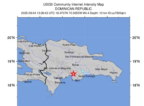 Se registra temblor de 4.4 en San José de Ocoa