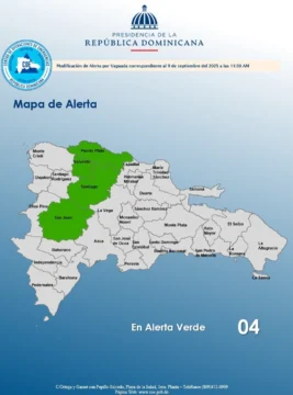 COE mantiene cuatro provincias en alerta verde