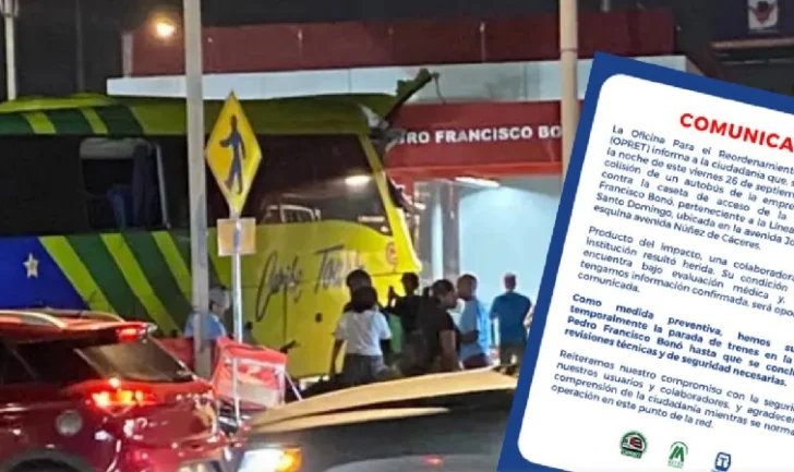 Autobús de Caribe Tours colisionó contra acceso a estación Pedro Francisco Bonó