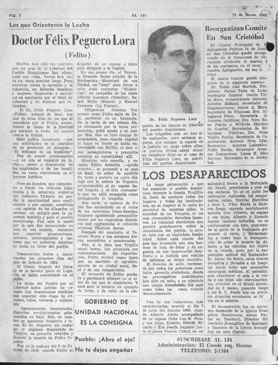 Dr. Félix Peguero Lora (Felito): Héroe de lucha antitrujillista Dr. Félix Peguero Lora (Felito): Héroe de lucha antitrujillista