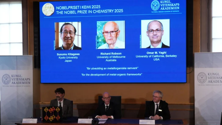 Kitagawa, Robson y Yaghi ganan Premio Nobel de Química 2025 por desarrollo de estructuras metal-orgánicas