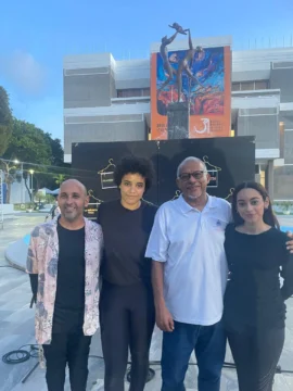  Donis Taveras y José Arias junto a las actrices Michelle Cruz y Emely Rocío Arias.