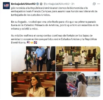 Embajadora de EEUU acude a misa en su primera actividad en territorio dominicano