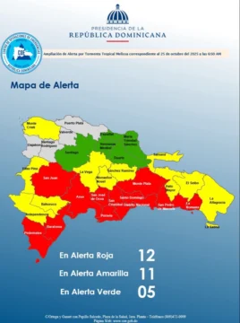 Tormenta Melissa: hay 12 provincias en alerta roja, 11 en amarilla y cinco en verde