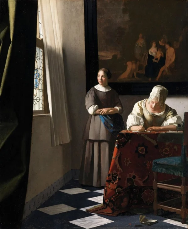 J.-Vermeer-Una-dama-escribe-una-carta-con-su-sirvienta-c.-1670-1671-599x728