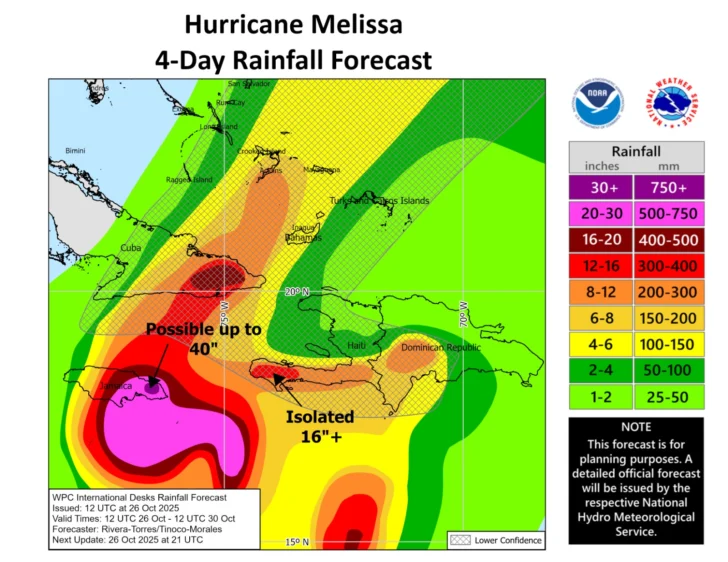 Melissa es ya un huracán categoría 4 y avanza lentamente hacia Jamaica Melissa es ya un huracán categoría 4 y avanza lentamente hacia Jamaica