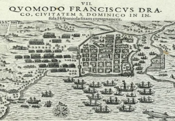  Mapa de la ciudad de Santo Domingo durante la invasión de Francis Drake en 1586.