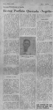 Héctor Porfirio Quezada “Negrito”: Héroe de nuestra clase obrera