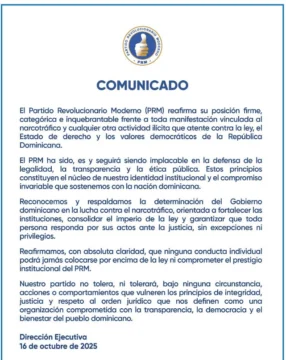 El PRM marca distancia de dirigentes vinculados al narcotráfico