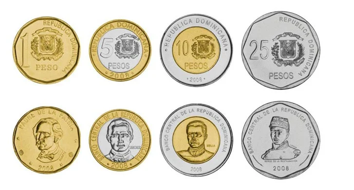 ¿Cómo y de cuáles metales se han acuñado las monedas dominicanas?