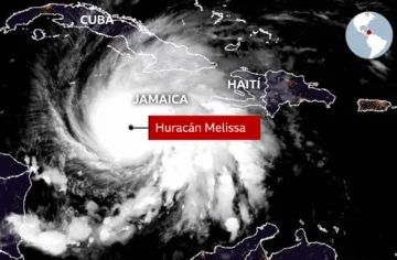  El ojo de Melissa desde un cazador de huracanes (BBC)