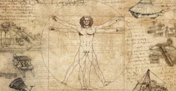  El hombre de Vitruvio del genio renacentista Leonardo Da Vinci.