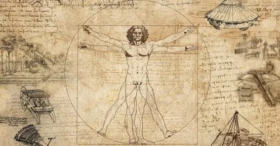  El hombre de Vitruvio del genio renacentista Leonardo Da Vinci.