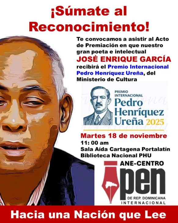 José Enrique García recibirá el Premio Pedro Henríquez Ureña