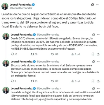 Leonel Fernández exige indexación: “el salario no debe ser botín del fisco”