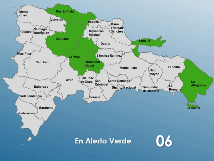 Aumentan a seis las provincias en alerta verde; tornado en Mao dejó varias viviendas afectadas