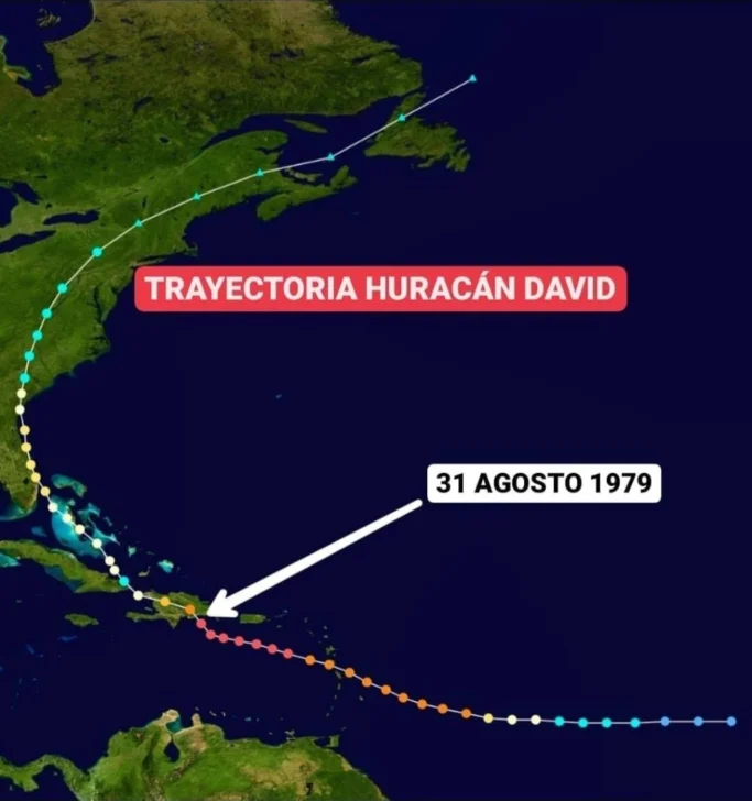  Trayectoria huracán David, en 1979. (NOAA).