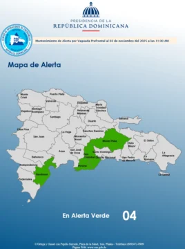 COE mantiene cuatro provincias en alerta verde