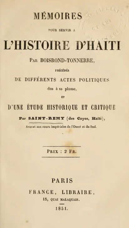 Las memorias de Boisrond Tonnerre, secretario de Dessalines