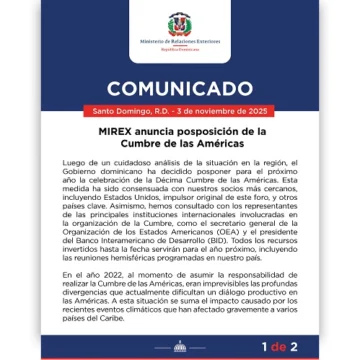 República Dominicana pospone Cumbre de las Américas para el próximo año