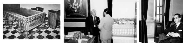  Escritorio presidencial y parte de los acabados como zócalos y el modelo de puerta-ventanas y ventanas del Palacio Nacional – AGN y Colección Sergio Cross