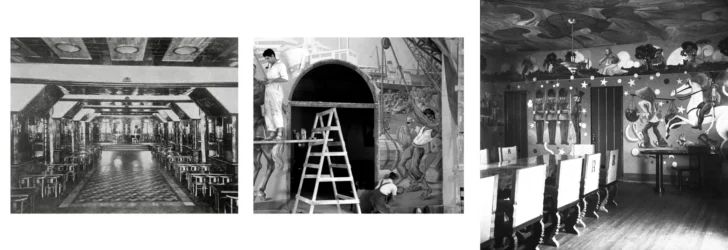  Interior del hotel San Cristóbal (1947) donde una firma extranjera participó en el diseño interior y fotos interiores del Palacio de Gobernación del Distrito Nacional (1942) - AGN