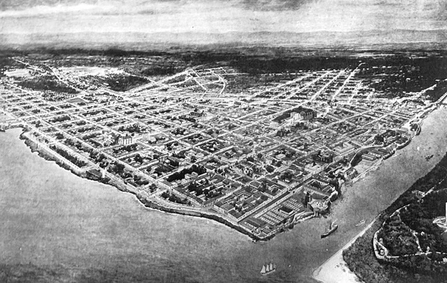  Perspectiva aérea de Santo Domingo de Guzmán en 1920, primada de las Indias con proyección del Parque Internacional Colón – Colección Sergio Cross