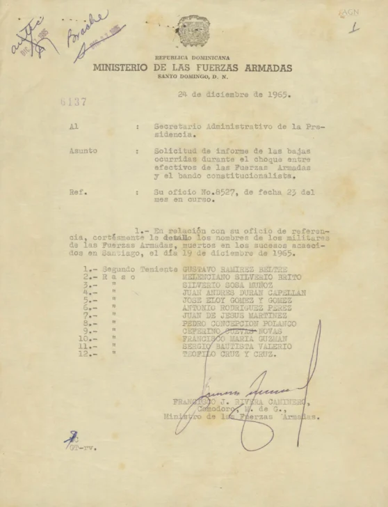 Informes militares sobre la batalla del Matum de 1965