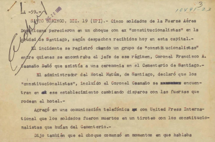 Informes militares sobre la batalla del Matum de 1965