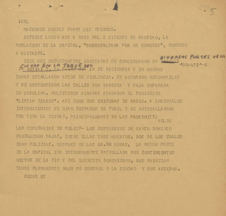 Informes militares sobre la batalla del Matum de 1965