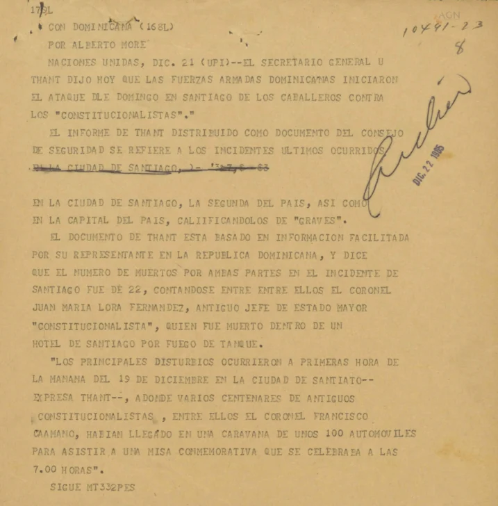 Informes militares sobre la batalla del Matum de 1965