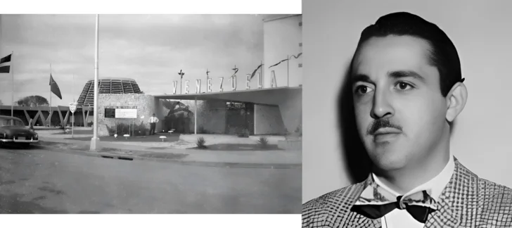  El Pabellón de Venezuela y el arquitecto Alejandro Pietri quien estudió en la Facultad de Arquitectura de la Universidad de Oklahoma y culminó en la Facultad de Arquitectura y Urbanismo de la Universidad Central de Venezuela entre 1950 y 1952 - AGN