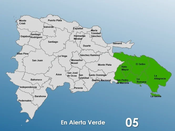 Lluvias llevan al COE a colocar en alerta verde a cinco provincias del este