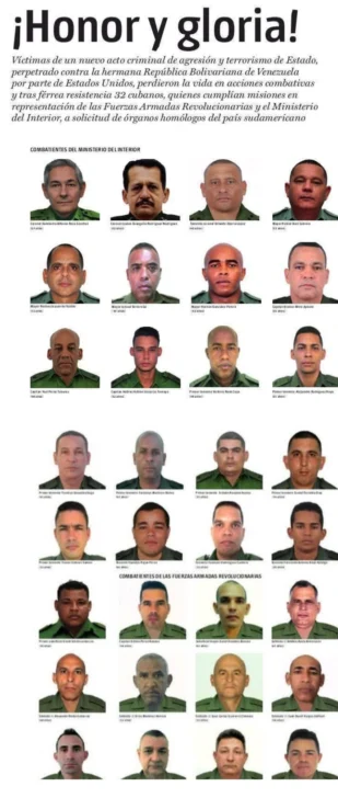 Venezuela y Cuba publican listas con 55 militares muertos en captura de Maduro