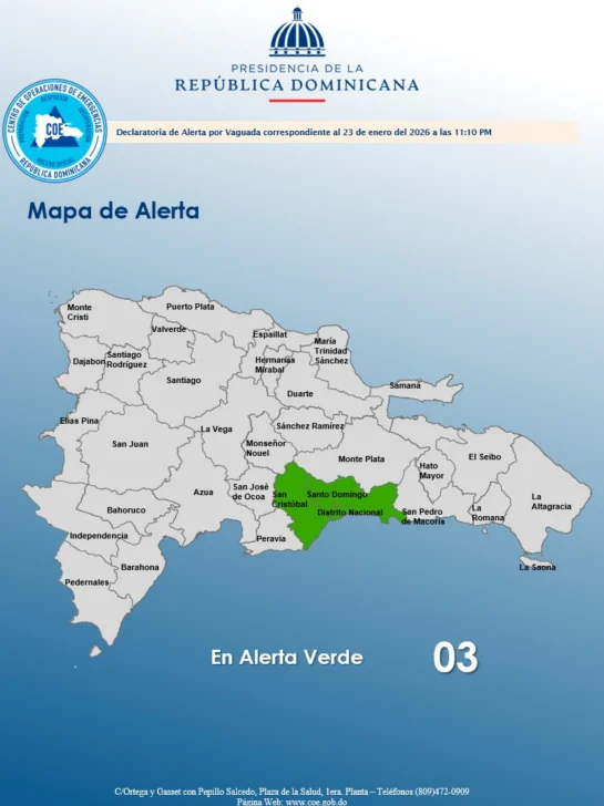 COE emite alerta verde para varias provincias por lluvias