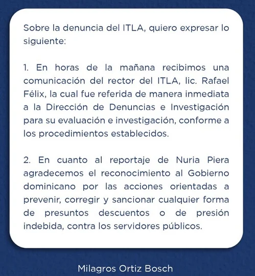Denuncia de descuentos salariales indebidos en el ITLA activa alarmas de la DIGEIG
