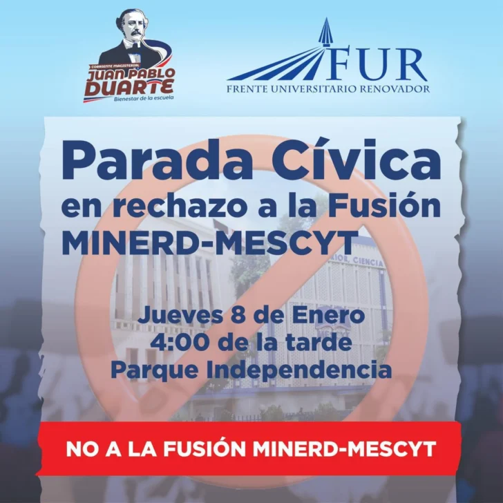 Llaman a participar en parada cívica contra la fusión del Minerd y Mescyt