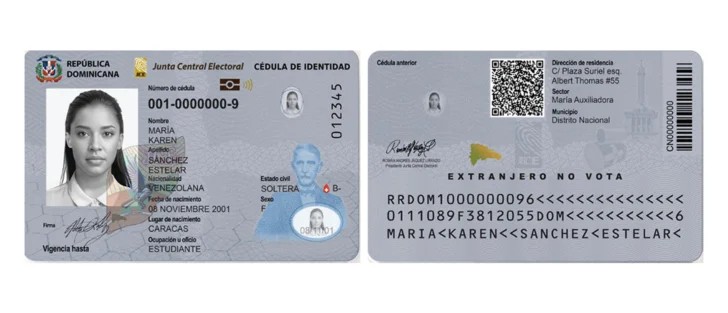  Cédula de identidad para extranjeros con estatus migratorio regular (Fuente imágenes: JCE).